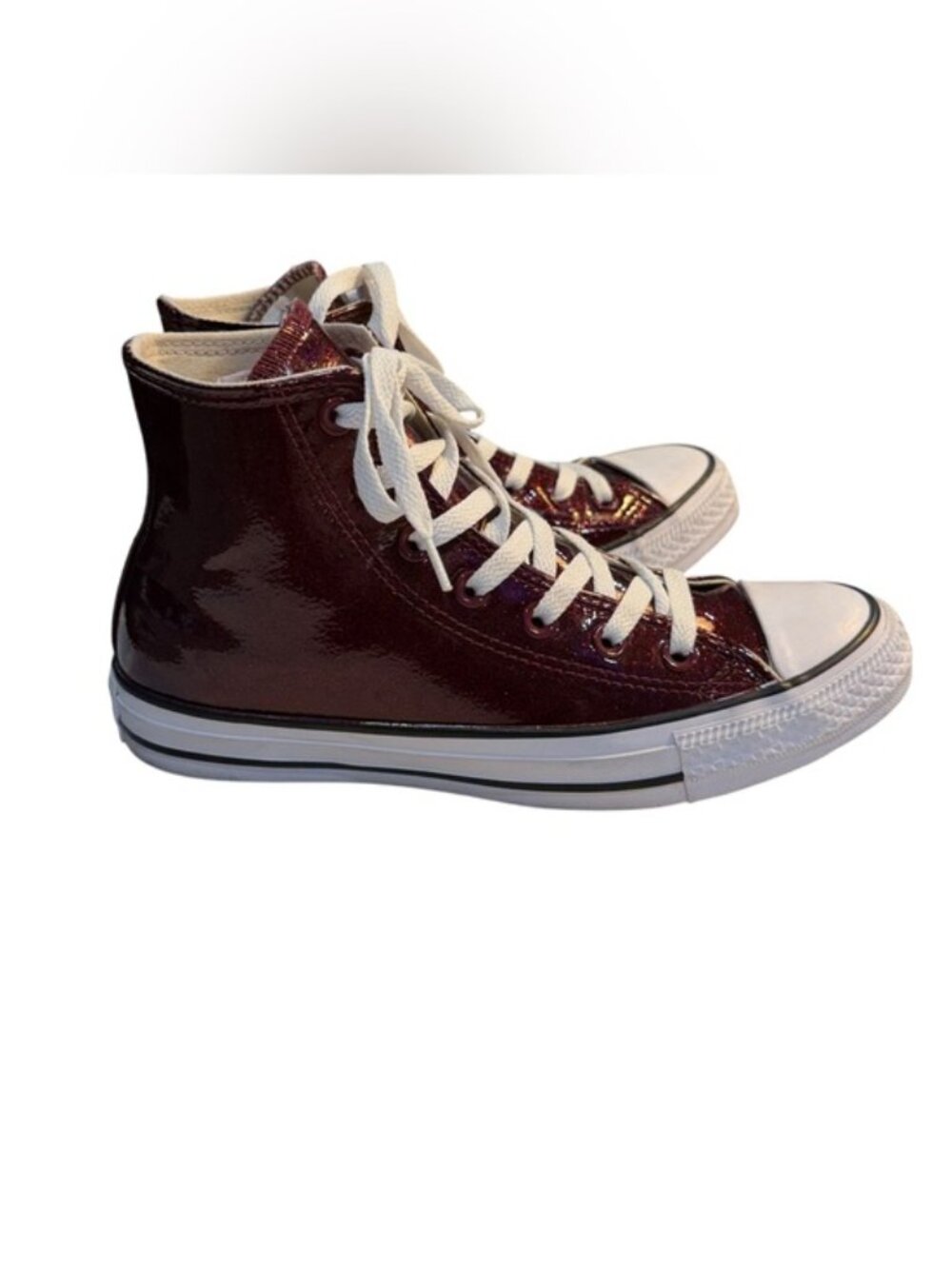 Converse Chuck Taylor All Star High Top 7.5 Burgundy Red Glitter Sparkle - Picture 5 of 10